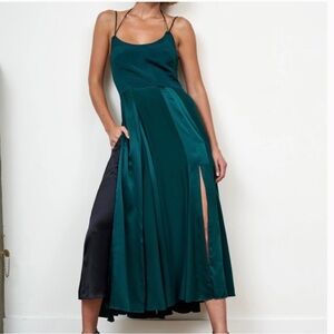 La Ligne Aurora green silk dress Large